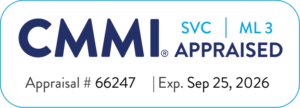 CMMI Level 3 Services Appraised. Appraisal #66247. Expires September 25, 2026.